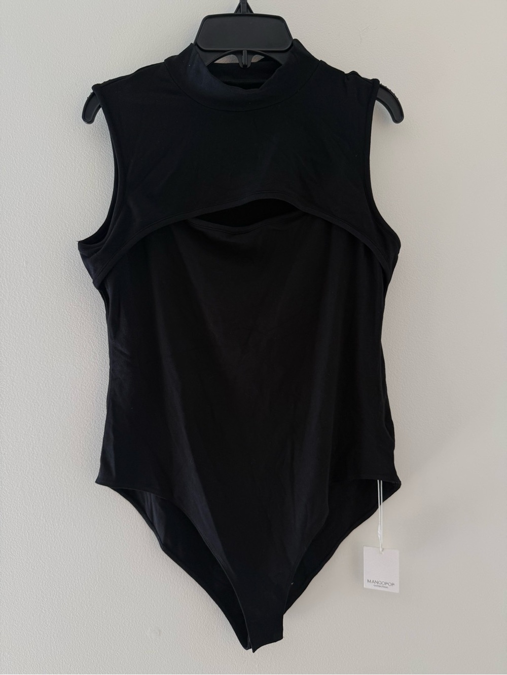 Mangopop Black Sleeveless One-Piece Bodysuit #Lux-W
